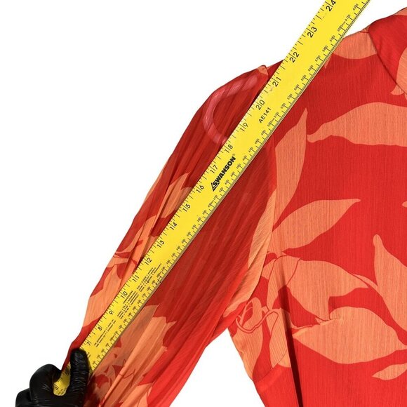 Melonie T NWT Women 12 Chiffon Ruffle Artsy Leaf Tiered Dress 3/4 Balloon Sleeve - Picture 11 of 16